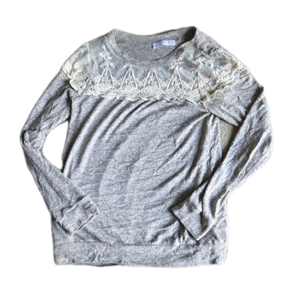 Potters Pot Brand Long Sleeve Womens Top Size Medium With Lace